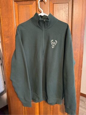 Men's Dark Green Quarter-Zip Pullover Sweater
